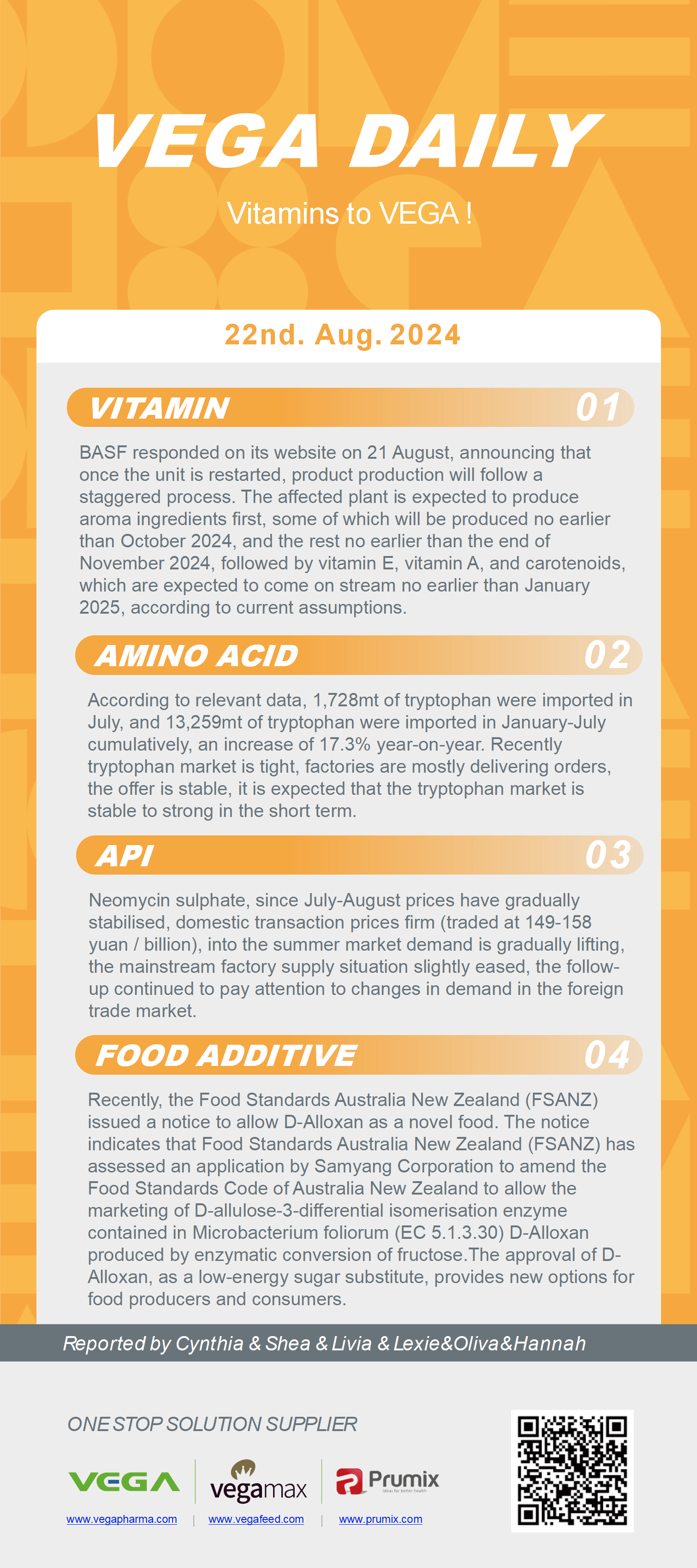 Vega Daily Dated on Aug 22nd 2024 Vitamin Amino Acid APl Food Additives.png